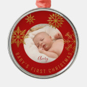 Red Gold Babys eerste kerstcadeautjes Metalen Ornament (Voorkant)