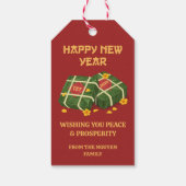 Red & Gold Banh Chung Ochna Vietnamese Tet 2026 Cadeaulabel (Achterkant)