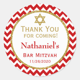 Red Gold Bar Mitzvah Hartelijk dank voor uw voorde Ronde Sticker