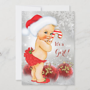 Red Gold Bauble Baby shower Blonde Kaart