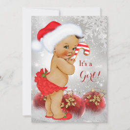 Red Gold Bauble Baby shower Brunette Kaart