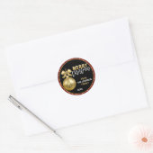 Red Gold Bauble Ornament Glitter Merry kerst Ronde Sticker (Envelop)