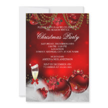 Red Gold Baubles Champagne Kerstmis