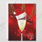 Red Gold Baubles Champagne Kerstmis Kaart (Achterkant)