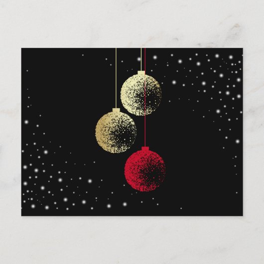 Red & Gold Baubles Elegant kerstdiner Uitnodiging Briefkaart (Achterkant)