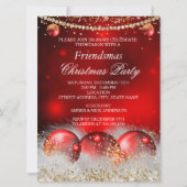 Red Gold Baubles Friendsmas kerstfeest Kaart (Voorkant)