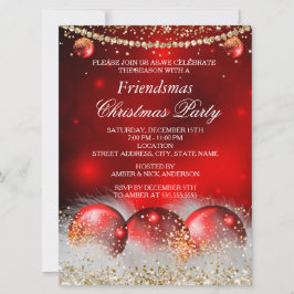 Red Gold Baubles Friendsmas kerstfeest Kaart