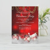 Red Gold Baubles kerstfeest Kaart (Staand voorkant)