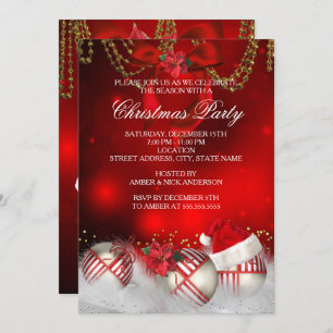 Red Gold Baubles kerstfeest Kaart