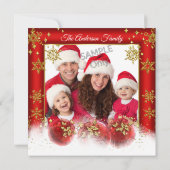 Red Gold Baubles kerstfotofeest Kaart (Achterkant)