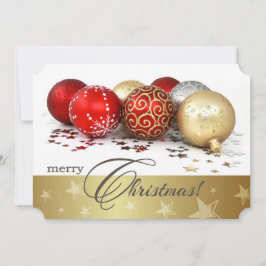 Red Gold Baubles - Uitnodiging voor kerstfeestdage