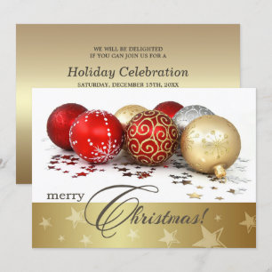 Red Gold Baubles - Uitnodiging voor kerstfeestdage
