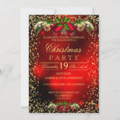 Red Gold Bells Holly Foto met kerstfeestdag Kaart (Voorkant)