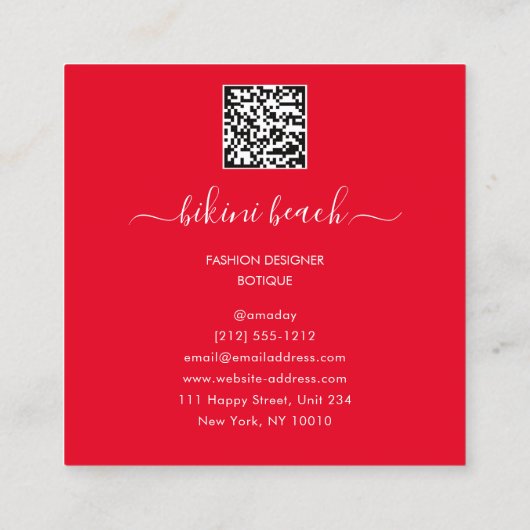 Red Gold Bikini Lingerie Beach Costume Onderkledin Vierkante Visitekaartje (Achterkant)