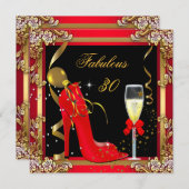 Red Gold Black Fabulous 30-jarig feest 2 Kaart (Voorkant / Achterkant)