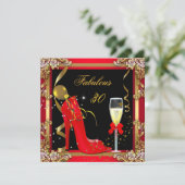 Red Gold Black Fabulous 30-jarig feest 2 Kaart (Staand voorkant)