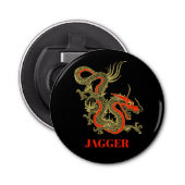 Red Gold Black Fantasy Chinese Dragon Button Flesopener (Voorkant)