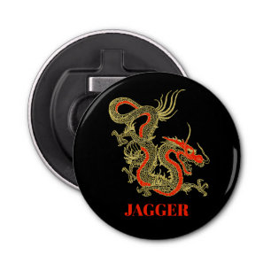 Red Gold Black Fantasy Chinese Dragon Button Flesopener