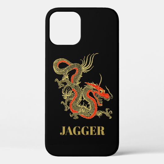 Red Gold Black Fantasy Chinese Dragon Case-Mate iPhone Case (Achterkant)