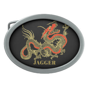 Red Gold Black Fantasy Chinese Dragon Gesp