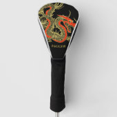 Red Gold Black Fantasy Chinese Dragon Golfheadcover (Voorkant)