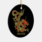 Red Gold Black Fantasy Chinese Dragon Kerstmis Keramisch Ornament (Rechts)