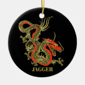 Red Gold Black Fantasy Chinese Dragon Kerstmis Keramisch Ornament (Voorkant)