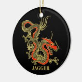 Red Gold Black Fantasy Chinese Dragon Kerstmis Keramisch Ornament (Links)