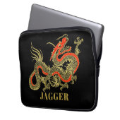 Red Gold Black Fantasy Chinese Dragon Laptop Sleeve (Voorkant Links)