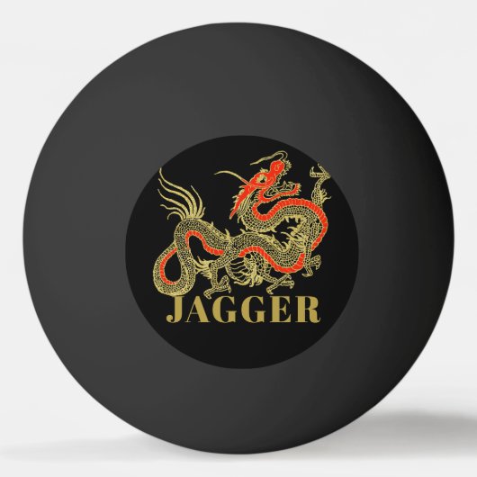 Red Gold Black Fantasy Chinese Dragon Monogram Pingpongbal (Voorkant)