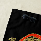 Red Gold Black Fantasy Chinese Dragon Monogram Strandlaken (In situ)