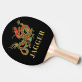 Red Gold Black Fantasy Chinese Dragon Monogram Tafeltennisbatje (Zijkant)