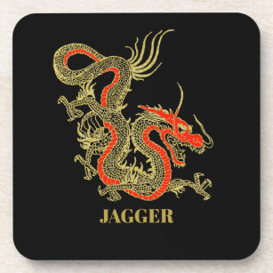 Red Gold Black Fantasy Chinese Dragon Onderzetter
