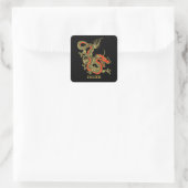 Red Gold Black Fantasy Chinese Dragon Vierkante Sticker (Tas)