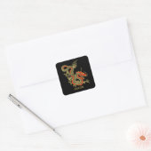 Red Gold Black Fantasy Chinese Dragon Vierkante Sticker (Envelop)