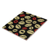 Red Gold Black Lips Kiss Tegeltje (Zijkant)