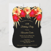 Red Gold Black Palms Hibiscus Floral Birthday Kaart (Voorkant)