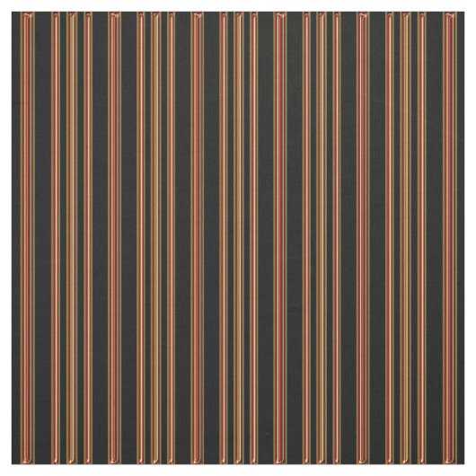 Red Gold Black Striped Print Fabric Stof (Swatch)