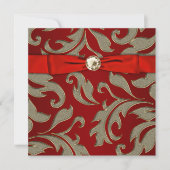 Red Gold Black Stropdas Party-uitnodiging Kaart (Voorkant)