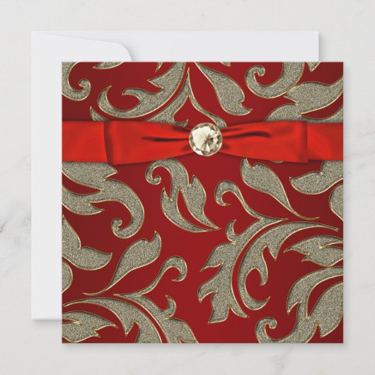 Red Gold Black Stropdas Party-uitnodiging Kaart (Voorkant)