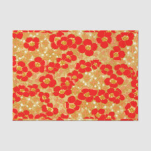 Red Gold Blossom  Origami Floral Pattern Tissuepapier