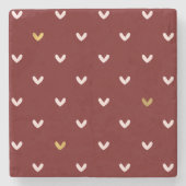 Red Gold Blush Pink Hearts Stenen Onderzetter (Voorkant)