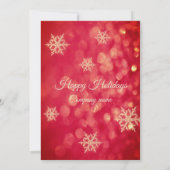 Red Gold bokeh sprankelende sneeuwvlokken kerstfee Kaart (Achterkant)
