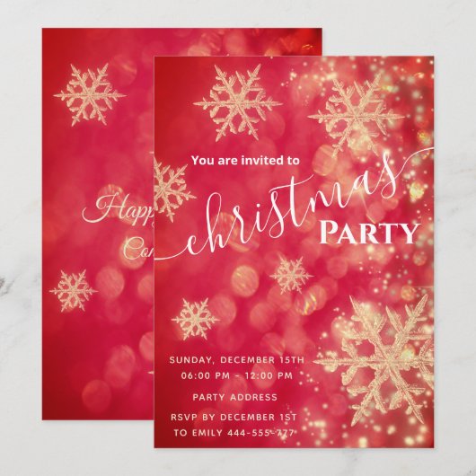 Red Gold bokeh sprankelende sneeuwvlokken kerstfee Kaart (Voorkant / Achterkant)