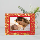 RED GOLD Botanical Lijst Folie Feestdagenkaart (Staand Voorkant)