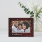 Red Gold Botanical Photo Holiday Briefkaart (Staand voorkant)