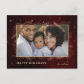 Red Gold Botanical Photo Holiday Briefkaart (Voorkant)