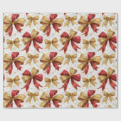 Red Gold Bows Christmas Cadeaupapier (Vlak)