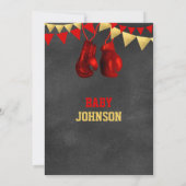 Red Gold Boy Boxe Boxing Baby Shower-uitvindingen Kaart (Achterkant)
