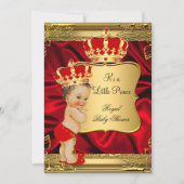 Red Gold Brunette Baby Prince Baby shower Kaart (Voorkant)